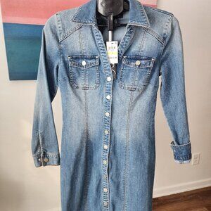 Button front denim dress